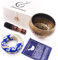 Zenamaste • Coffret Bol Tibétain de Méditation Fait à la main dans la cité de Bhaktapur au Népal - 350gr - ⌀8,9cm • Coffret en papier népalais avec coussin et maillet en bois