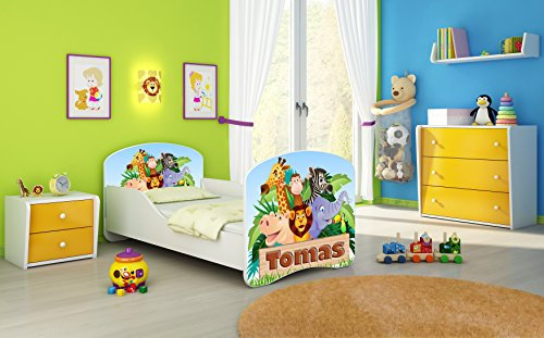 ACMA I Lit Enfant Bébé TIROIR Matelas sommier Gratuite Meubles pour Enfants (02N Le prénom - Animaux, 180 x 80 cm)