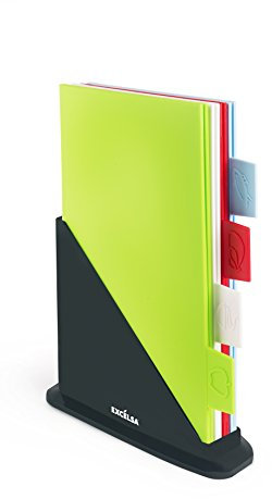 Excelsa Totem Set 4 Taglieri Pieghevoli con Supporto, Polipropilene, Multicolore