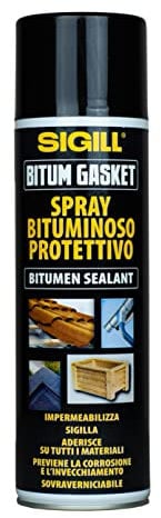 Sigill - Bitum Gasket Spray, Bombola 500 ml, Impermeabilizzante Spray Sovraverniciabile, Aderisce su Tutti i Materiali, Per Tegole, Grondaie, Vasi, Lucernari e Crepe nei Muri