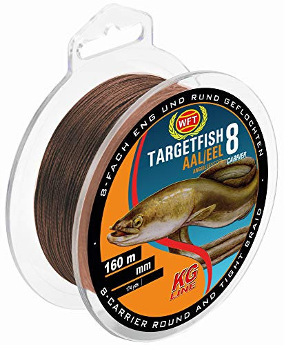WFT TF8 Aal Brown 0,18mm 160m 14Kg - Angelschnur zum Aalangeln, geflochtene Schnur zum Angeln auf Aale, Geflechtschnur, Aalschnur
