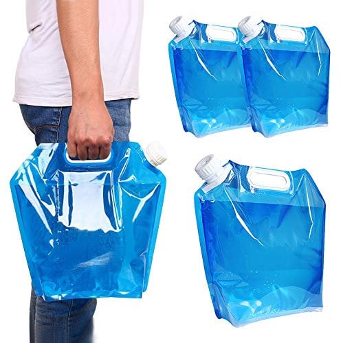 HMIEPRS 3PCS Collapsible Plastic Water Container, BPA Free Portable Water Storage Bag, Folding Car Water Carrier Tank for Outdoor Sports, Hiking, Camping Picnic, Travel BBQ (5L*2/10L*1)