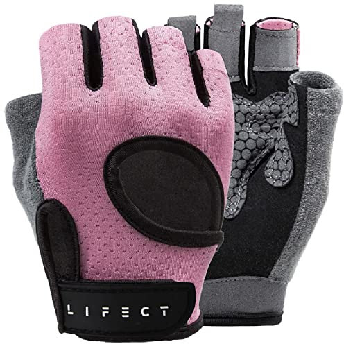 LIFECT Essential Atmungsaktive Trainingshandschuhe, Fingerlose Trainingshandschuhe zum Gewichtheben mit Knöchelgelenk und gebogener offener Rückseite, für Powerlifting, Crossfit, Damen und Herren