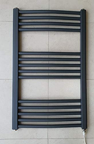 Greened House - Scaldasalviette elettrico curvo, 500 W x 800 h, colore: antracite
