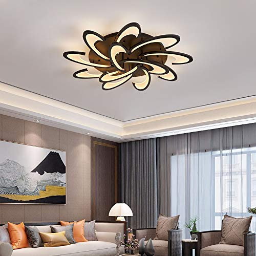 Eurotondisplay LED Deckenleuchte 2127Black-12 mit Fernbedienung Lichtfarbe/Helligkeit einstellbar dimmbar schwarz lackierte MetallrahmenA+LED Wohnzimmerleuchte Deckenlampe (2127Black-12)