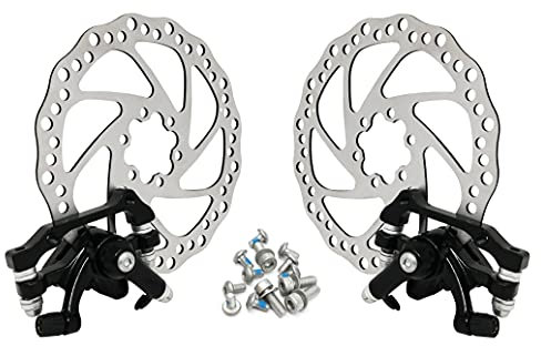 Kit freni a disco meccanici per bicicletta anteriori e posteriori 160mm set completo 2 pinze e rotori a 6 fori, coppia dischi freno per bici