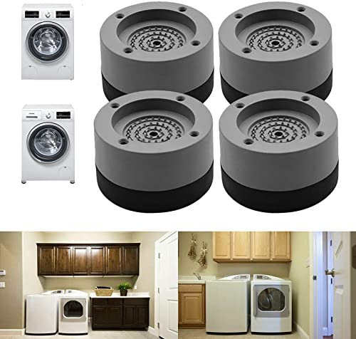 4 Pcs Washing Machine Feet Pads, Shock And Noise Cancelling Feet Pads, Anti Slip Washer Feet Pads Protector Mats for Dryer, Washing Machine, Dishwasher, 4cm (Gray)