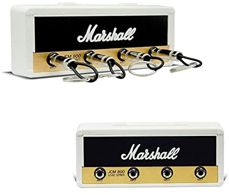 Marshall Key Holder Wall Mounted,Jack 2.0 Rack JCM800 Guitar Keychain Amplifier Key Organisation Home Storage Hooks-with 4 Guitar Plug Keyrings Hook (Color : Marshall White Key Holder Set)