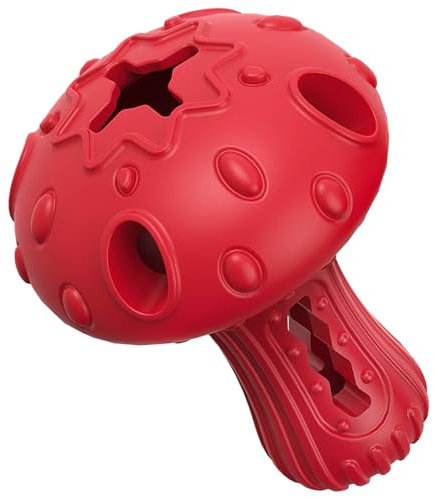 TONGKTAI Aggressives Kauspielzeug für Hunde, unzerstörbares Kauspielzeug aus Pilzgummi mit Zahnreinigung, langlebiger interaktiver Leckerbissen Spender Hund Puzzle Spielzeug für große Rassen (Rot)
