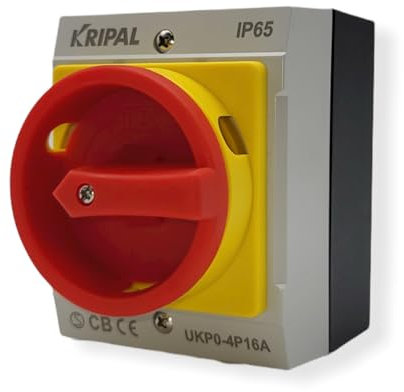 EKABEL24 Hauptschalter mit Gehäuse und Not-Aus-Funktion | Zuverlässiger Schutzschalter für Elektroinstallationen, Wechselschalter | Aufputz Schalter | 16A 4-polig