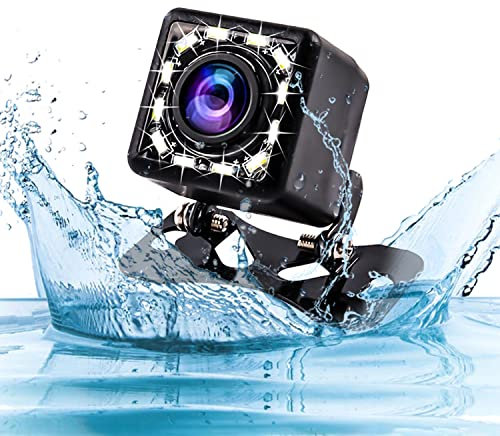 Hikity HD wasserdichte Rückfahrkamera mit 12 LEDs, 12V Kamera Auto mit Nachtsicht, 170 ° Weitwinkel Rückfahrkamera + 6M Videokabel