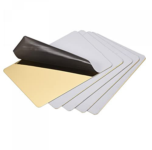 sourcing map Blank Metal Card 66mm x 45mm x 0.4mm 201 Stainless Steel Plate Polishing Gold Tone 15 Pcs
