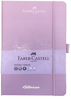 Namenbar Faber Castell Notizbuch mit Namen personalisiert - bedruckt - [ A5 / A6 ] - kariert (rosa)