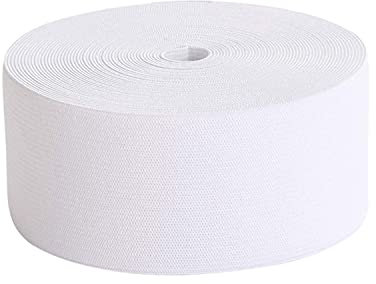 Trimming Shop 50mm (2 Inch) Wide Flat Elastic Band, Stretchable Waistband Tape Elastic Cord for Sewing Clothing, Garments, Dressmaking, DIY Craft Projects, White, 1 Metre