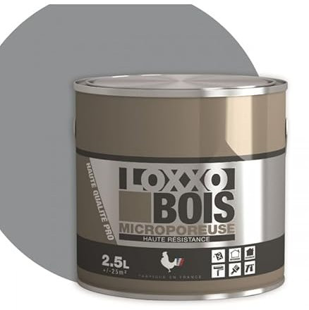 LOXXO - Loxxo Peinture Bois Glycéro Microporeuse - Haute Résistance - Intérieur & Extérieur - Conditionnement 2,5L, Couleur GRIS ARGENT (LOXXO)