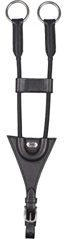 QHP Martingal-Gabel aus Leder mit elastischen Kordeln Gabel für Vorderzeug (Full Warmblut, Schwarz)