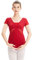 boruizhen Ballett Trikot Damen Turnanzug Mädchen Kurzarm Gymnastikanzug Mesh Tanztrikot mit BH-Pad Rot,S