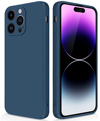 GiiYoon Case Compatible with iPhone 14 Pro Max, Slim Liquid Silicone Shockproof Phone Case with Soft Microfiber Lining- Blue