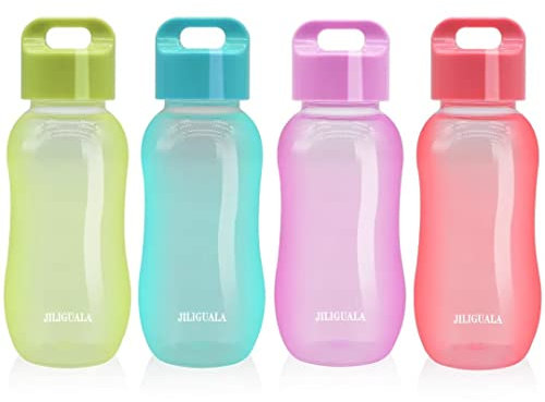 JILIGUALA Tazze da viaggio in plastica per caffè, bottiglia d'acqua sportiva per latte, caffè, tè, succhi di frutta, dimensioni 350 ml, confezione da 4