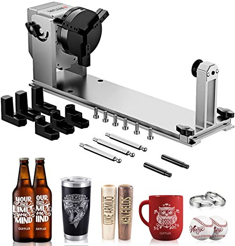 Ortur YRC1.0 Laser Rotary für ORTUR OLM3 und die meisten Laser Graviermaschine, Backenfutter Rotary, zum Gravieren von zylindrischen Objekten, Weinglas, Becher, Ring