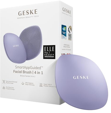 GESKE | Brosse faciale SmartAppGuided™ 4 in 1 | Brosse nettoyante visage | Brosse souple en silicone | Nettoyage professionnel du visage | Appareil de nettoyage du visage | Nettoyage de la peau