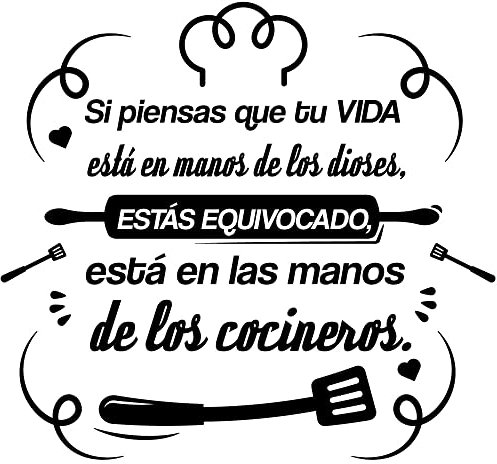 Pegatina Decorativa Cocina Restaurante Bar. Vinilo para cocina y cafetería restaurante. Decoración cocinas pegatinas pared (SI PIENSAS QUE TU VIDA, 20cm (ancho) x 30cm (alto))