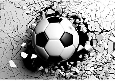 Vlies Fototapete Kinderzimmer Junge Fussball 3D EFFEKT Wand - inkl. Kleister - für Kinder Jungs Jungen Jugendzimmer Kindertapete Vliestapete Wandtapete Vlies Tapete Montagefertig (208x146 cm)