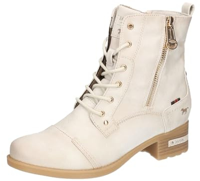 MUSTANG Damen Boot Stiefelette Reißverschluss Schnürung 1229-513, Größe:37 EU, Farbe:Beige