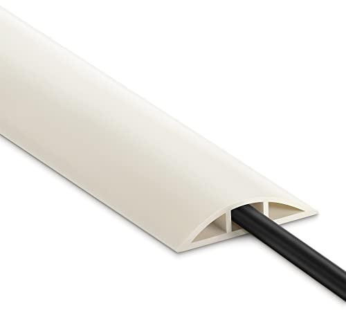 Housse de Protection pour Cordon d'alimentation de 1,2 m - Beige - Cache-câble - Gestion des câbles au Sol - Couvre-Fils en PVC Souple - Cavité du Cordon : 1,2 cm (l) x 0,6 cm (H)