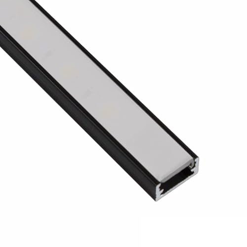 ledomec 2m LED ALU Profil Slim LED Leiste (14x7mm) in Schwarz mit Abdeckung (2m Schwarz - Abdeckung Matt)