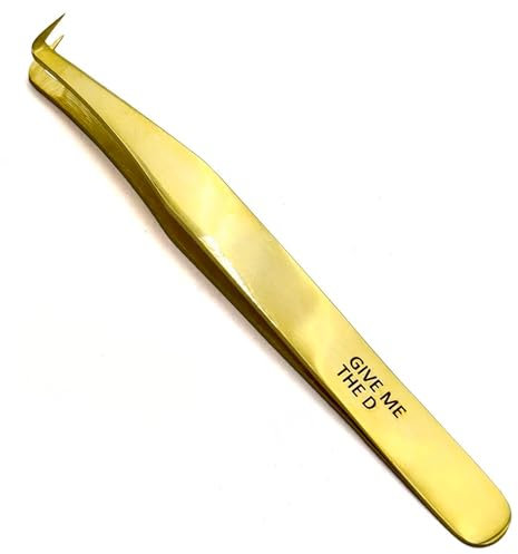 LLBA Lash Tweezer Professional Volume False Lash Application Tool | Multi Shapes & Purposes Tweezers | Non-Slip Grip Tweezers for Volume, Isolation & Classic Lashes (Gold, Give Me The D Mega Volume)