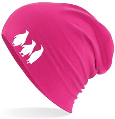 Huuraa Wintermütze Pinguine Silhouette Geschenk Fuchsia Pinguine Geschenkidee