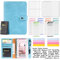 A6 Budget Binder mit Taschenrechner Budget Planner Deutsch, Lederbudget Binder Geld Organizer mit 12 Bargeldumschlägen und Budgetblättern (hellblau)