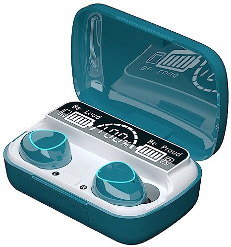 Bamberg Wireless Headset Tws Bluetooth V5.1 LED Display Stereo Mini Earbud Headset with Microphone Hands- Headset,Green