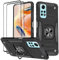KANSi Coque pour Xiaomi Redmi Note 12 Pro 4G / Redmi Note 11 Pro 5G/4G, Verre Trempé [2 Pièces] + Housse TPU Silicone Rotation 360° Aimant Anneau Support Double Défense Protection Etui - Noir
