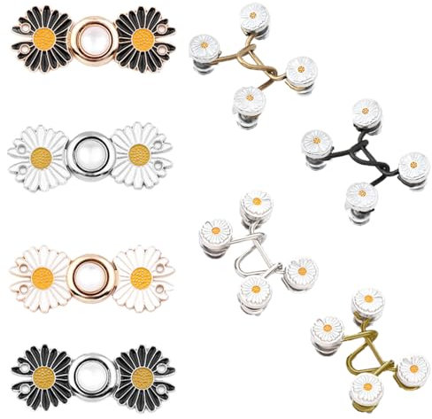 BOSOIRSOU Lot de 8 tendeurs de taille pour pantalon avec boucle de taille réglable, serrage instantané des boutons, sans couture, boutons en jean, épingles pour jeans amples, pantalon, jupe, manches