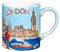 Mila Keramik-Becher London ca. 250ml Tee- & Kaffee-Tasse mit Sehenswürdigkeiten wie Palace of Westminster Big Ben Tower Bridge Themse Schifffahrt sorgt als Geschenk für Urlaubs-Laune und Reise-Glück