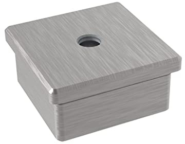 Sellon24® Edelstahl V2A Abdeckkappe quadratisch Endkappe 60x60x2,0 mm + M8 V2A geschliffen (A/4735-060-R)