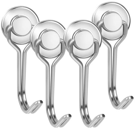 Imanes Neodimio Gancho,Gancho Magnético,Imanes Con Gancho,4 PCS Ganchos Magnéticos,Imán Gancho,Gancho Nevera,Gancho Iman,Imanes Gancho,Ganchos Imantados,para Cocina,Nevera,Oficina (Plata, 4 PCS)