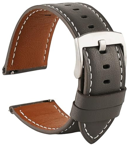 Antfly Uhrenarmbänder,Leder Uhrenarmbänder,Armband für Uhren, Ersatzarmband für Herren,Hochwertige Ersatz Leder Armband für Uhr & Smartwatch-20mm 22mm (20MM, Grau)