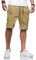TARAINYA Kurze Hosen Herren Baumwolle Casual Shorts Herren Tunnelzug Elastische Sommer Chino mit Taschen Hellkhaki XL