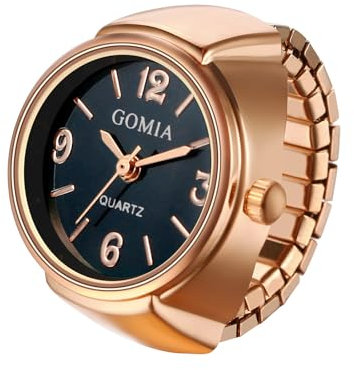 Silverora Ringuhr Fingeruhr Edelstahl Elastische: Damen Analoge Quarz Uhrenring Stretchband Fingerring mit Temperaturempfindlicher Farbwechselnder Zifferblatt Geschenke für Frauen Mädchen Rosagold