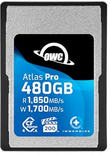 OWC 480GB Atlas Pro High Performance Cfexpress 4.0 Type A Memory Card Professional Grade, up to 1850MB/s Read and 1700MB/s Write Speed