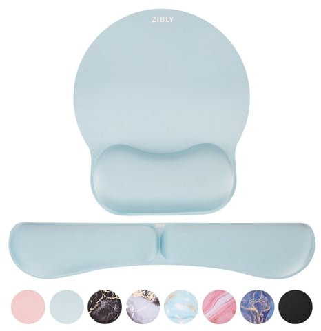 Zibly Keyboard Wrist Rest and Mouse mat Wrist Support, Comfortable Memory Foam Mouse pad Wrist Support Cushion with Anti-Slip Grip for Office Computer Laptop Working Gaming (Wrist Pad Blue)