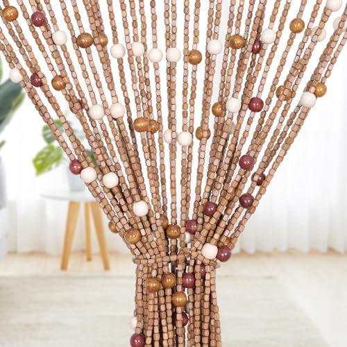 BECHAEO Boho Beaded Door Curtain for Doorway Handmade Hanging Door Bead Curtain for Hallway Closet Bedroom Living Room Divider Hippie Rustic Aesthetic Room Decor, 35.5 x 75 Inches