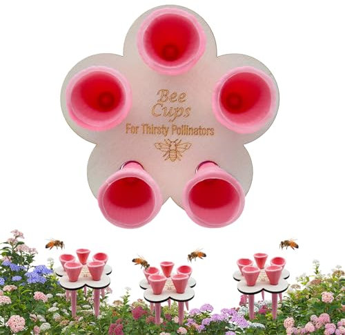 Feliciay Bienen-Insekt-Trinkbecher,Bienenbecher, Bienen brauchen sichere Orte zum Trinken,Bienen brauchen sichere Trinkplätze,Durstige Bestäuber brauchen Trinkwasser(Rosa)