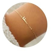 TINGN Gold Armband für Mädchen und Damen - Personalisiertes Armband mit Buchstaben F für Teenager und Mädchen - Goldschmuck