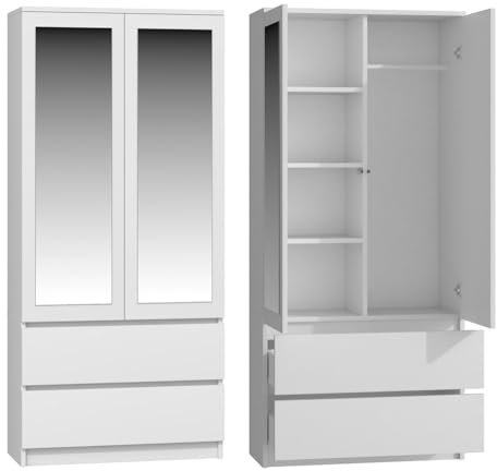 Oggi Schrank Lugo 90 cm Weiß Schwebetürschrank Möbel Schlafzimmer Kleiderschrank Modern Stauraum Neu