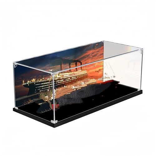 Vitrine Schaukasten, Acryl Display Box für LG 10294 Titanic Modell Transparente Staubdichte Acryl Display Case, für Modelle Sammlerstücke (Nur Vitrine) Inkjet Printing, 140x20x50cm