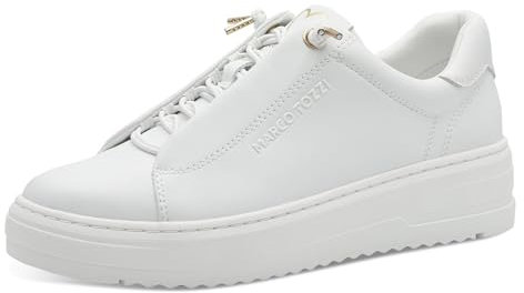 MARCO TOZZI Damen Sneaker flach mit Schnürsenkeln Elegant, Weiß (White), 37 EU